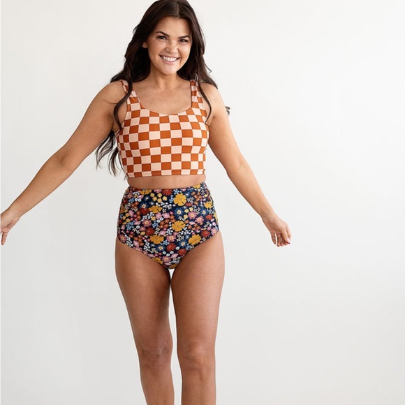 NWT | Checkered Bikini Top | Tankini for Women | M (8-10) | Coral Reef - Picture 4 of 8